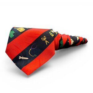 Vintage Medical Theme Stripe Necktie Doctor Surgeon Ambulance First Aid Mens Tie